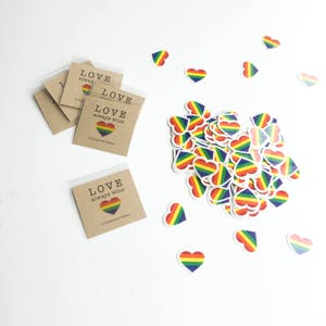 10 Rainbow Pride Hearts, 1 Pack of 10 Temporary Tattoos Rainbow LBGT Hearts Party Favors, Love Wins, Love is Love, LBGT Tattoo, Gay Tattoo image 1