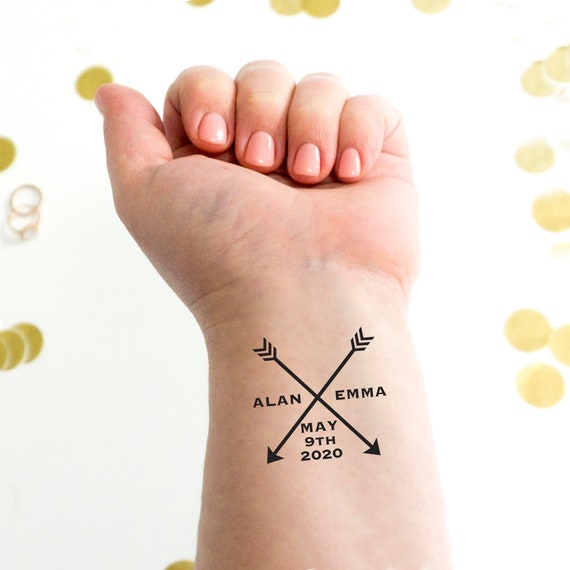 Arrow Wedding Tattoos Arrow Wedding Logo Tattoo Wedding Monogram Wedding Tattoo Temporary Tattoo Wedding Favor Custom Tattoo