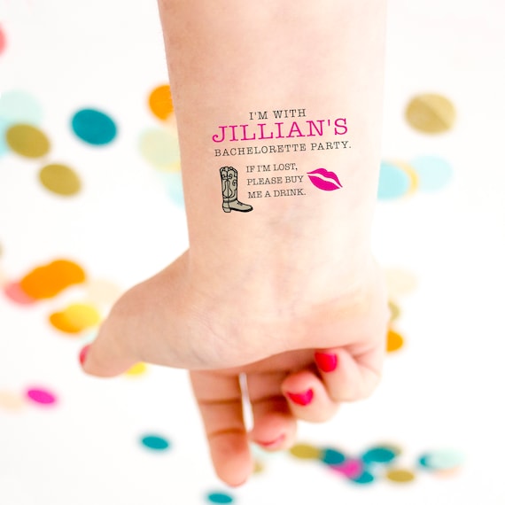 Cowgirl Bachelorette Temporary Tattoos,  If Lost, Buy Me a Drink, Cowboy Boots & Kiss Lips, Personalized Tattoos, Cowboy Bachelorette