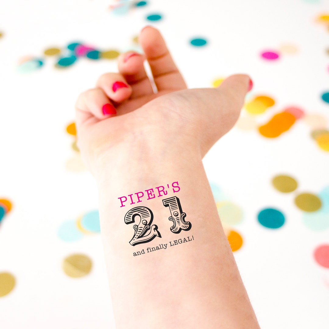 21st Birthday Temporary Tattoo 21 & Finally Legal - Etsy