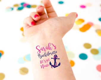 Let's Get Nauti! Bachelorette Tattoos, Beach Bachelorette, Nautical Bachelorette, Bride Crew, Nauti Bachelorette Custom Tattoos, Party Favor