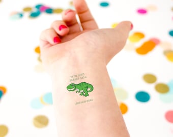 Emergency Tattoo, Safety Tattoo, Kids Tattoo, Dinosaur Tattoo, If lost tattoo, Contact Information Tattoo, Custom Tattoo, Temporary Tattoo,