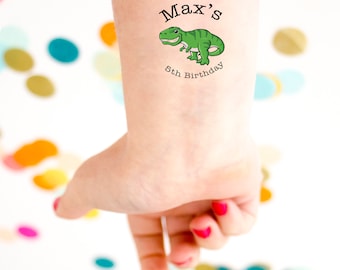 Dinosaur Birthday Party Tattoo, Temporary Tattoos, Rawr, T Rex,  kids birthday tattoo, custom tattoo, party favor, boy birthday