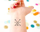 Arrow Wedding Tattoos, Arrow, Wedding Logo Tattoo, Wedding Monogram, Wedding Tattoo, Temporary Tattoo, Wedding Favor, Custom Tattoo