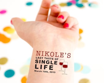 Bachelorette Party Temporary Tattoos, Last Taste of Single Life Tattoo, Wine Theme, Wine Tasting Bachelorette, Bachelorette Party, Winery