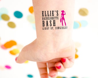 Cowgirl Bachelorette Tattoos, Cowboy Bachelorette, Custom Tattoo, Bachelorette Party, Bachelorette Tattoo, Party Favor, Personalized Tattoo