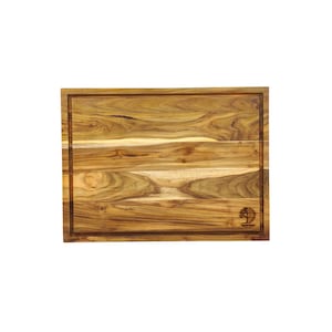 Carving Board - Extra Large (XL) Wood Cutting Board with Juice Groove and Grip Handles - Reversible Teak Edge Grain Wood - Knife Friendly