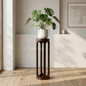 Handcrafted Zen Pedestal Table, Minimalist Solid Wood Accent Table, Modern Side Table, Handmade Wooden Furniture, Japandi Home Decor