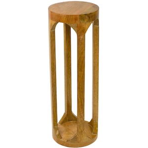 Handcrafted Zen Pedestal Table: Minimalist Solid Wood Accent Table