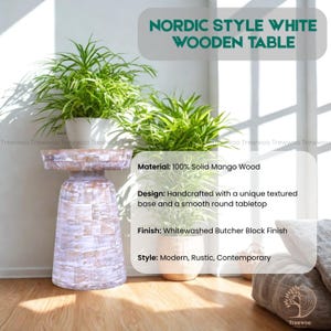 Handcrafted Nordic Wooden Side Table: Solid Wood Accent Table