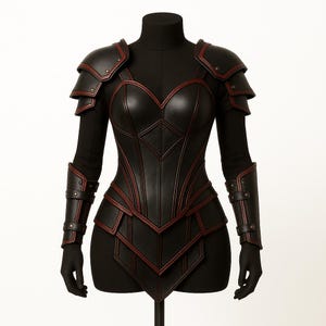 Handmade Women’s Leather Armor – Custom Fantasy Cosplay Armor Set – Medieval Renaissance Warrior Costume Breastplate
