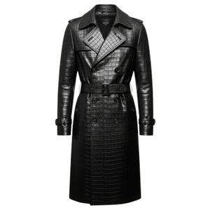 ジャケット・アウター Crocodile trench coat Trench Coat Men In Embossed Crocodile Leather, Mens Coats In