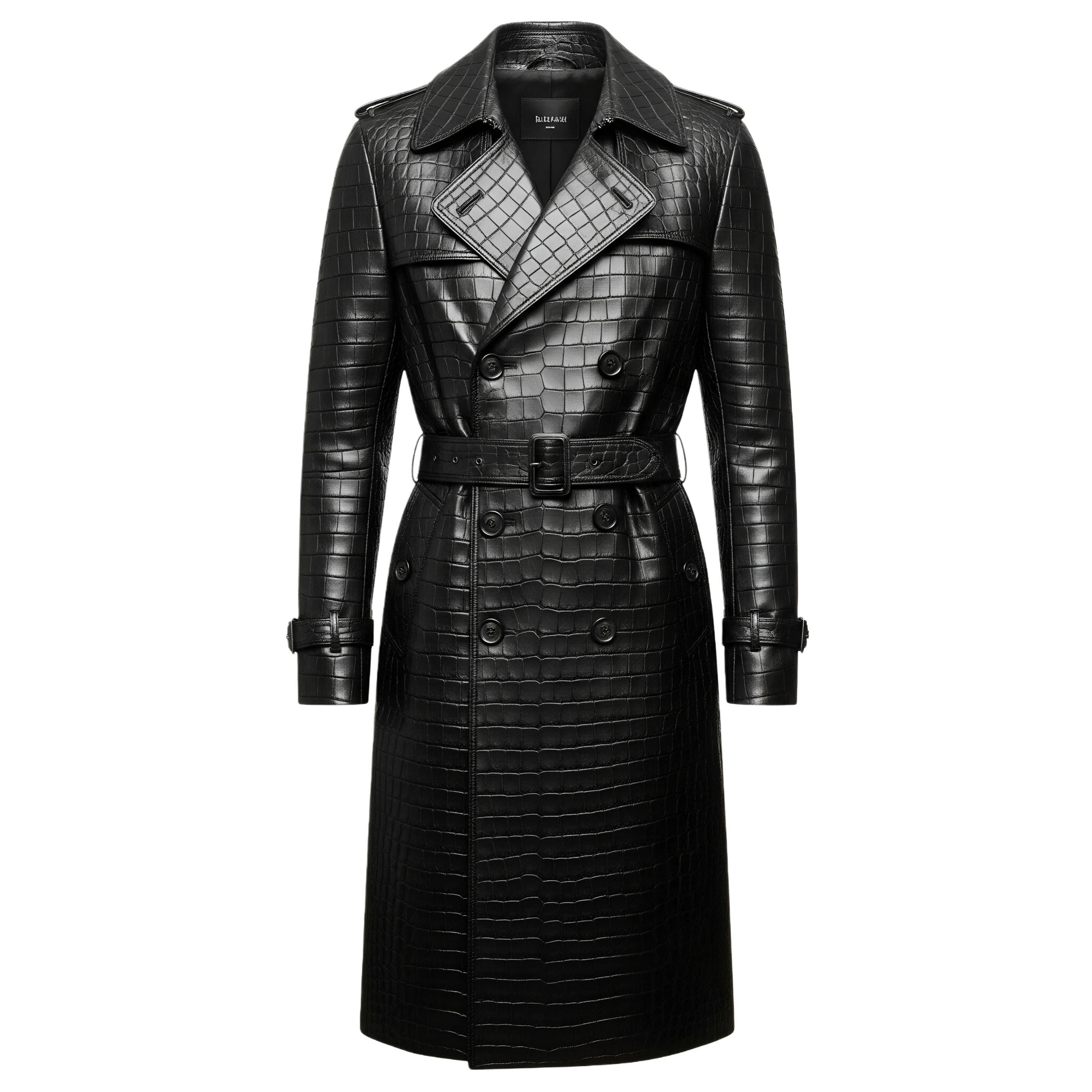 Crocodile Leather Trench Coat