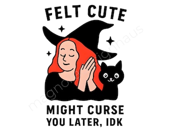 Lustige Hexe & schwarze Katze PNG: Halloween Digital Download