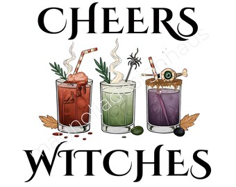 Cocktail di Halloween Cheers Witches PNG: Design a sublimazione (download digitale)