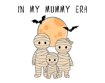 Simpatica famiglia di mummie PNG / Design a sublimazione di Halloween / Download digitale per magliette, tazze, artigianato / Clipart della stagione spettrale