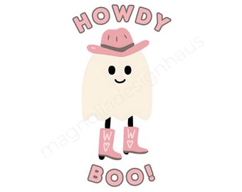 Howdy Boo Cowboy Geist PNG: Pink Western Halloween (Digitaler Download)