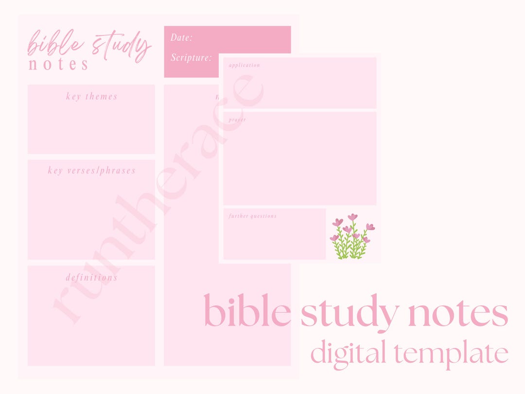 Bible Study Digital and Printable Notes | Christian Resources | Pink ...