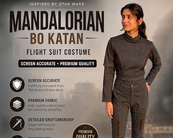 Bo Katan Kryze Costume Flight Suit | Mandalorian Cosplay Outfit | Star Wars Inspired Cotton Jumpsuit | Futuristic Sci Fi Costume