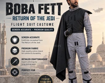 Boba Fett Flight Suit Cosplay Costume  |  ROTJ ESB Inspired | Boba 1313  |  Grey Flight Suit