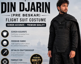 Din Djarin Black Flight Suit | Pre Besker Soft Parts | Mandalorian Star Wars Cosplay
