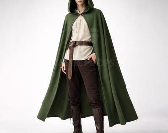 Medieval Hooded Cloak | LOTR Inspired Ranger Outfit   |  LARP Cloak Costume | Renaissance Fair Ranger Set | Fantasy Cloak