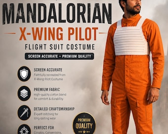 X-Wing Pilot Costume | Rebel Alliance Flight Suit | Orange Cosplay Jumpsuit | White Flak Vest | Star Wars Inspired Costume