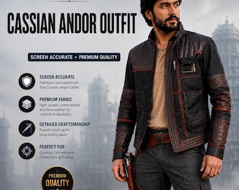 Cassian Andor Costume |   Rebel Spy Outfit  |  Andor Cosplay |  Star Wars Inspired Jacket | Diego Luna Jacket