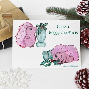 Cute Hedgehog Christmas download; Hedge hog Christmas image download; Funny hedgehog Christmas note card; funny hedgehog post card download