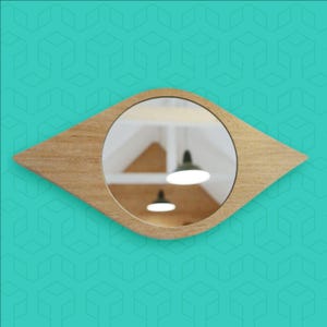 Wooden mirror - oak mirror - diameter 20cm