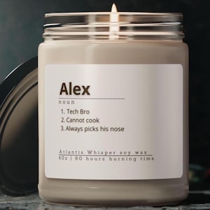 Name Definition Candle, Personalized Scented Soy Candle - Custom Name Candle for Home Decor, Gift for Birthdays, Celebrations, Housewarming