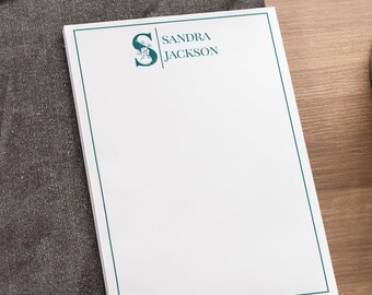 Aangepast monogram notitieblok, bloemen notitieblok, plaknotities, gepersonaliseerd monogram notitieblok, minimalistisch notitieblok, afscheurbaar notitieblok, notitieblok 4 x 6