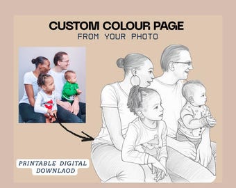 Benutzerdefinierte Malbuchseiten, druckbare Malbuch personalisierte Foto als Malseite, Geschenk für Kinder, Hochzeit Malbuch, digitale Datei