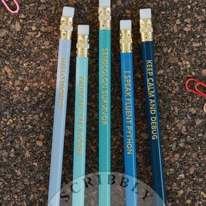 Hello World Coder Pencil Set – Funny Foil Stamped Programmer Pencils | Coding Gift | Developer Stationery (IT 1.)