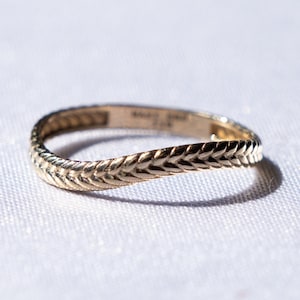 Gold Braided Band – 14K Solid Gold Textured Ring, Dainty Braided Pattern Band, Minimalist Everyday Gold Jewelry