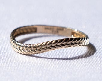 Gold Braided Band – 14K Solid Gold Textured Ring, Dainty Braided Pattern Band, Minimalist Everyday Gold Jewelry