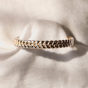 Gold Braided Band – 14K Solid Gold Slim Braided Pattern Ring, Minimalist Stacking Ring, Everyday Gold Jewelry