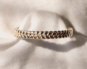 Gold Braided Band – 14K Solid Gold Slim Braided Pattern Ring, Minimalist Stacking Ring, Everyday Gold Jewelry