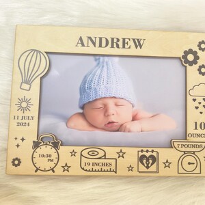 Baby Photo Keepsake Gift, Baby Birth Announcement, Newborn Gift, Personalised Newborn Frame, Birth Announcement Plaque, Babyshower Gifts