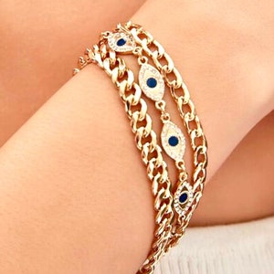 Evil Eye & Chain Bracelet Trio