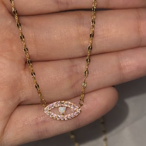 Dainty Evil Eye Gold Pendant Necklace