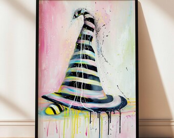Funky Witch Print, Whimsical Magic Art, Colorful Modern Witch Decor, Playful Wall Art, Instant Digital Download