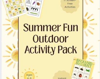 Summer Outdoor Activity Pack for Kids Ages 4-8 | 17 Screen-Free Printables (Digital Download)