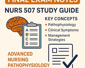 CNS Pathophysiology NURS 507 Study Guide: Nursing Exam Review (Digital Download)