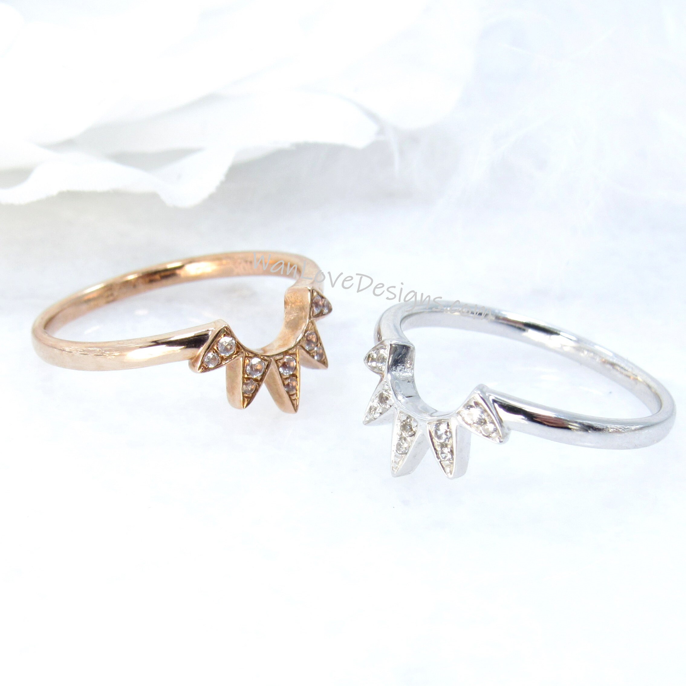 Diamond Starburst Wedding Band Ring Pointed Star Sunburst | Etsy
