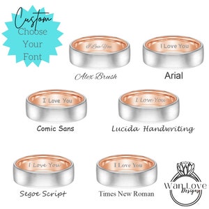 Mens Tattoo Wedding Band Rose Gold Tungsten Ring Brushed Silver Men