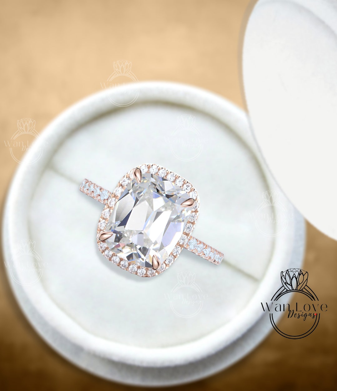 Elongated Antique Cushion Cut Moissanite Engagement Ring Gold Etsy