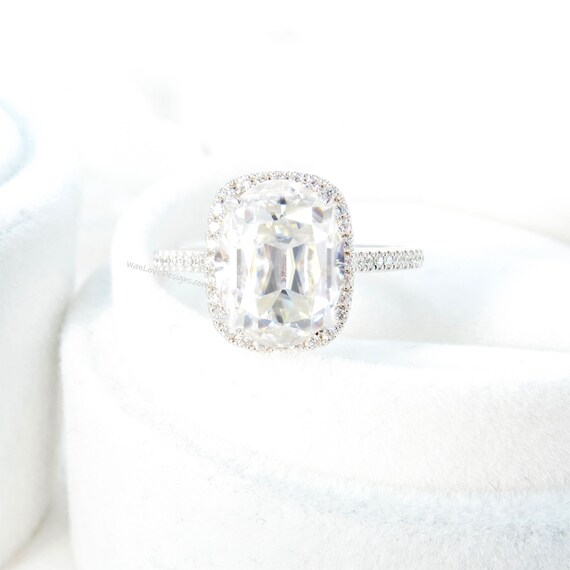 Elongated Antique Cushion Cut Moissanite Engagement Ring Gold Etsy