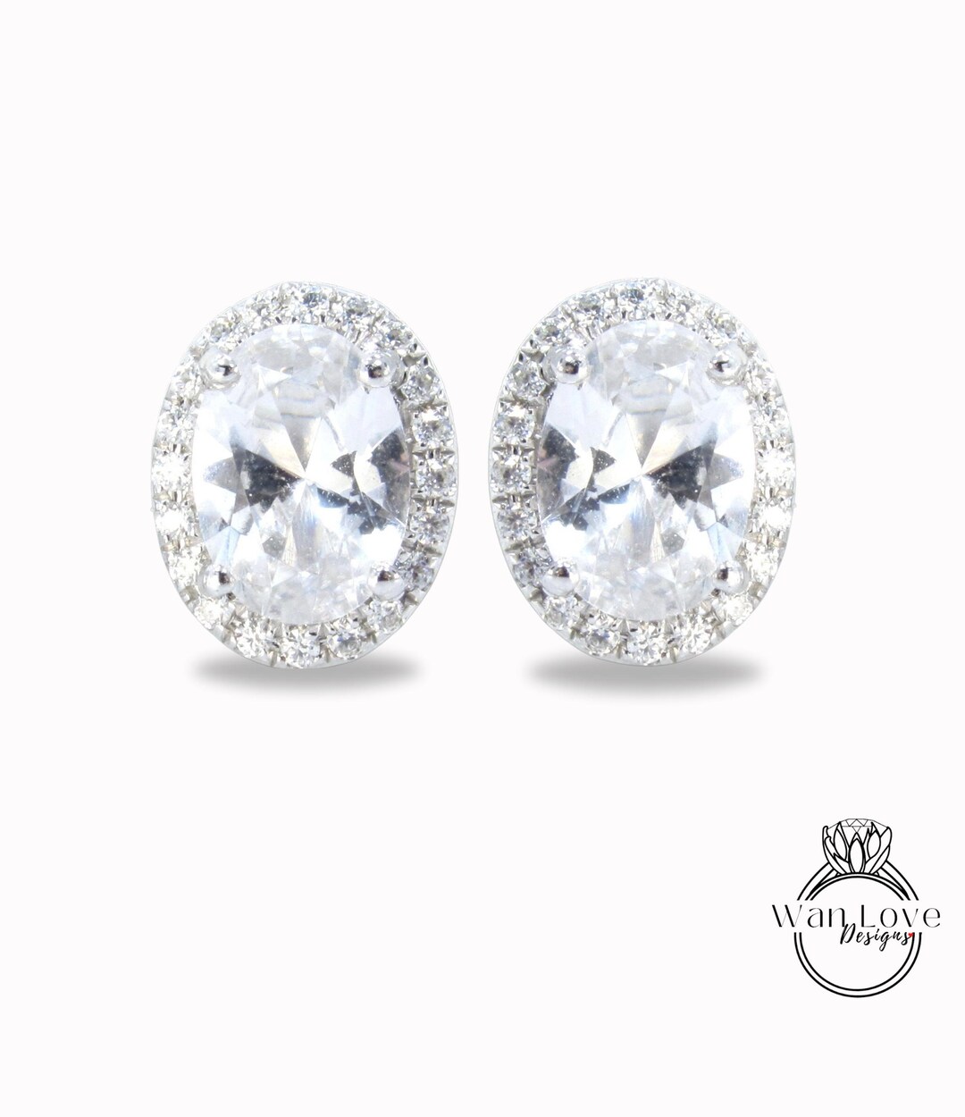 Oval Halo Stud Earrings main image 1
