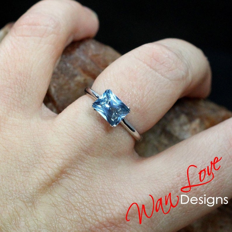 Aquamarine Spinel East West Engagement Ring,Solitaire,2ct,8x6mm,14k 18k White Yellow Rose Gold,Platinum,Custom,Weddin,Anniversary